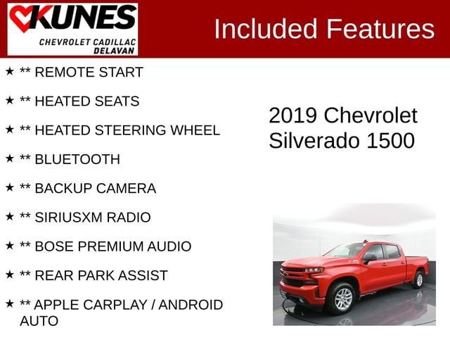 Used 2019 Chevrolet Silverado 1500 RST with VIN 1GCUYEED9KZ237085 for sale in Delavan, WI