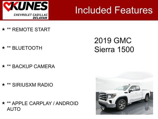 Used 2019 GMC Sierra 1500 SLE with VIN 1GTR9BEK9KZ263735 for sale in Delavan, WI