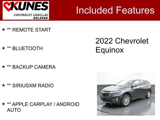 Used 2022 Chevrolet Equinox LT with VIN 3GNAXUEV8NS182615 for sale in Delavan, WI