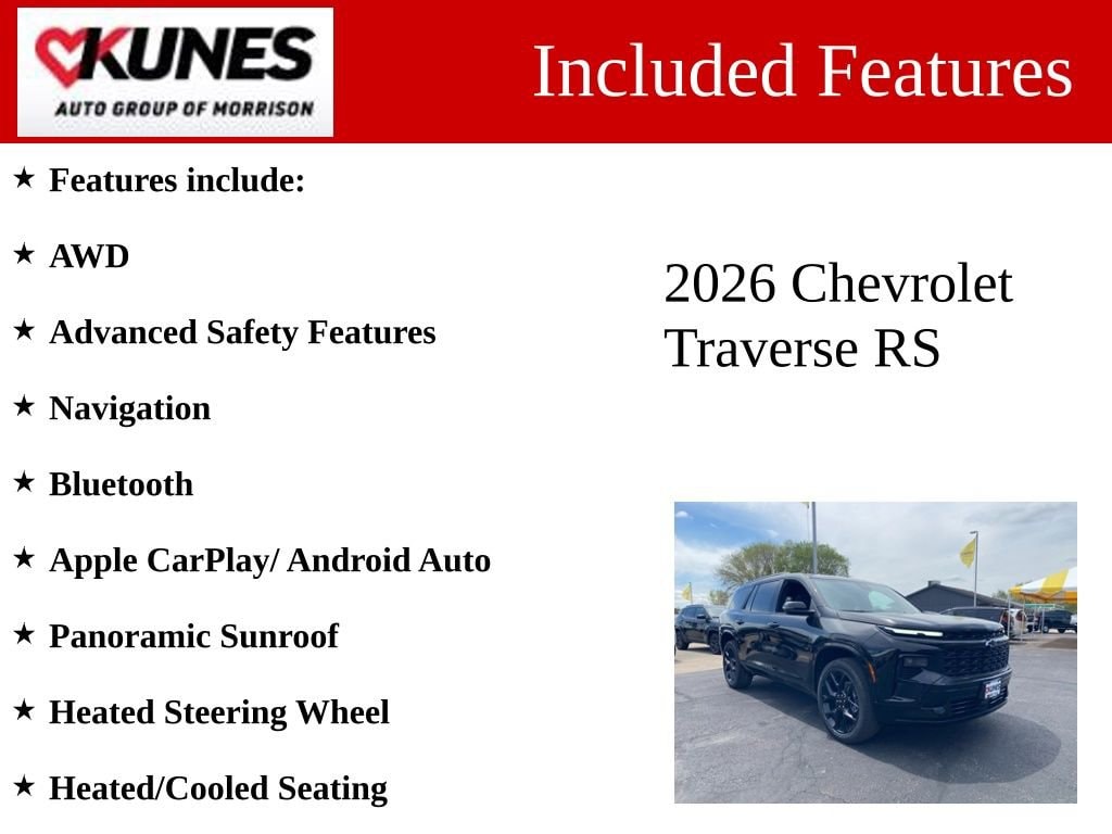 New 2026 Chevrolet Traverse RS SUV