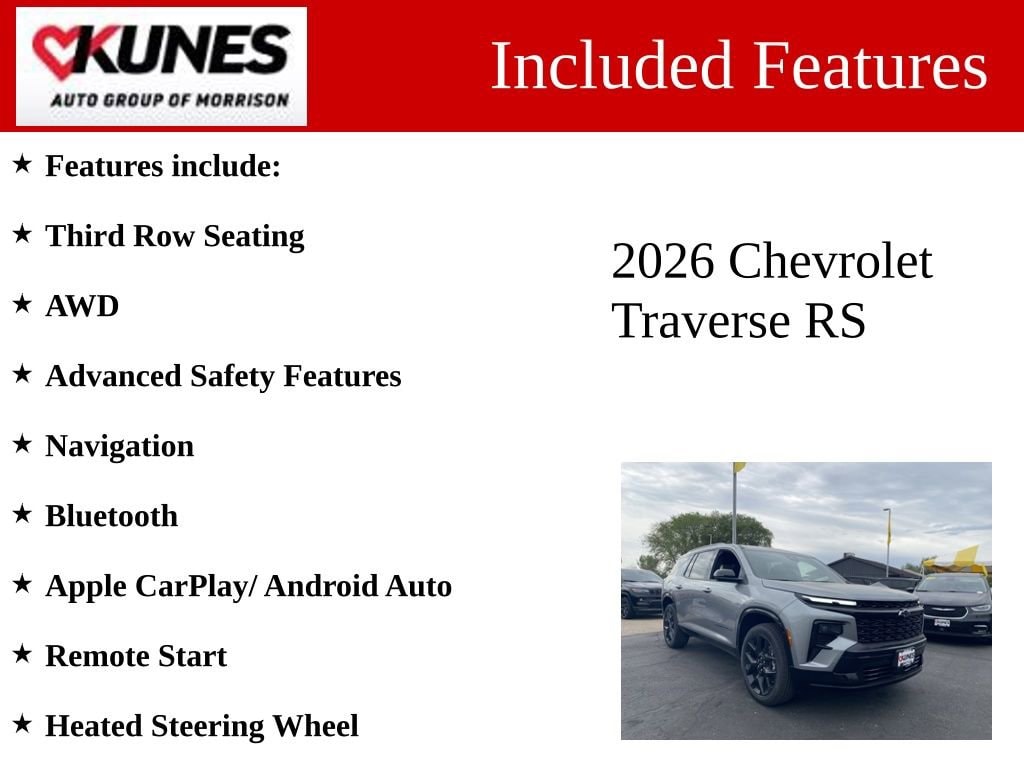 New 2026 Chevrolet Traverse RS SUV