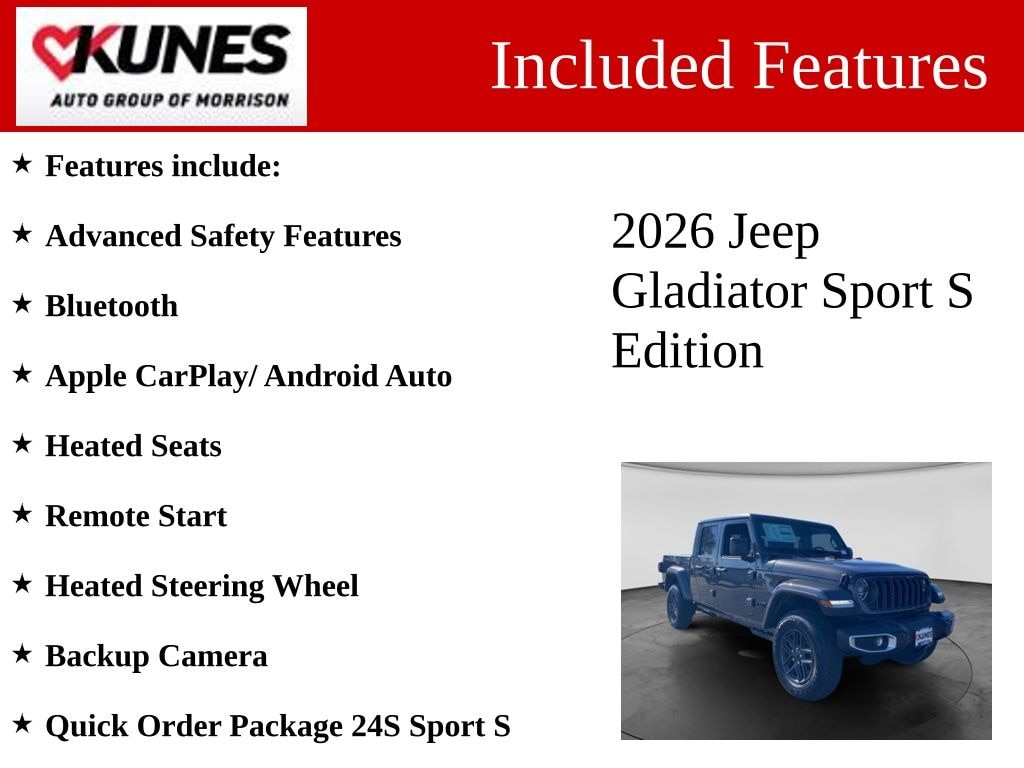 New 2026 Jeep Gladiator Sport S Pickup