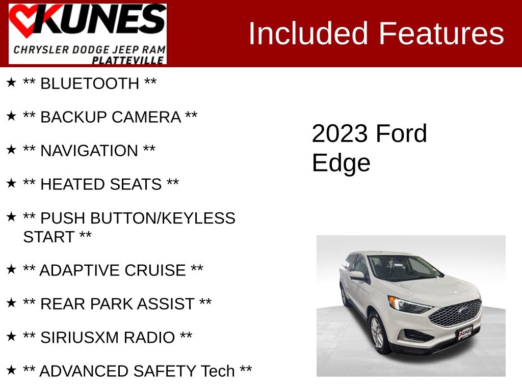Used 2023 Ford Edge SEL with VIN 2FMPK4J99PBA21172 for sale in Platteville, WI