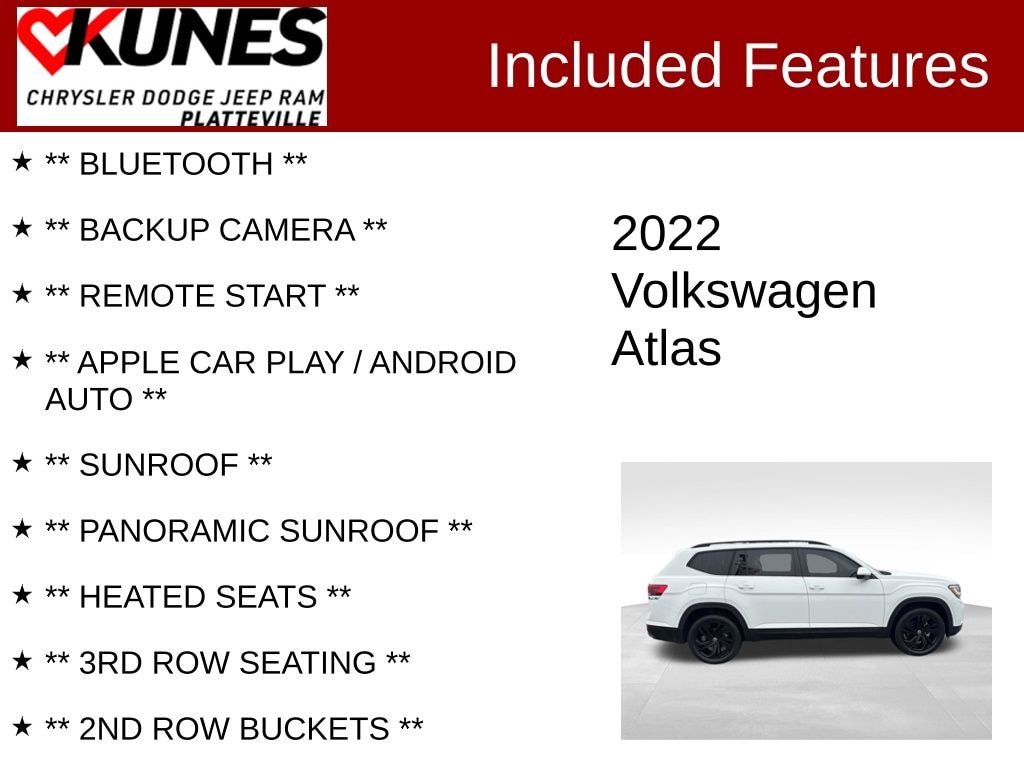 Used 2022 Volkswagen Atlas 3.6L V6 SE w/Technology SUV
