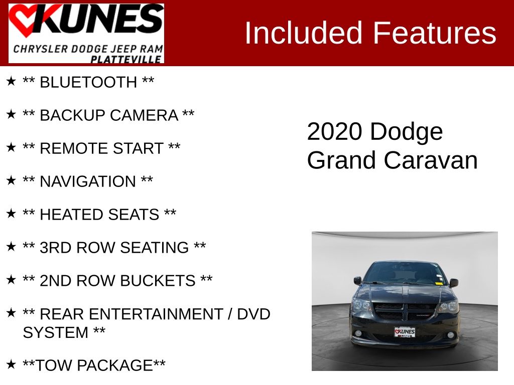 Used 2020 Dodge Grand Caravan GT with VIN 2C4RDGEG6LR213121 for sale in Platteville, WI