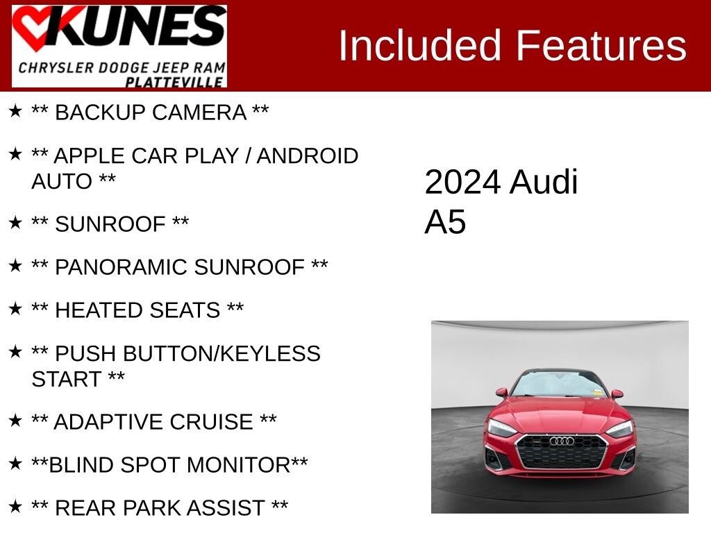 Used 2024 Audi A5 Sportback 45 S Line Premium Plus Quattro Hatchback