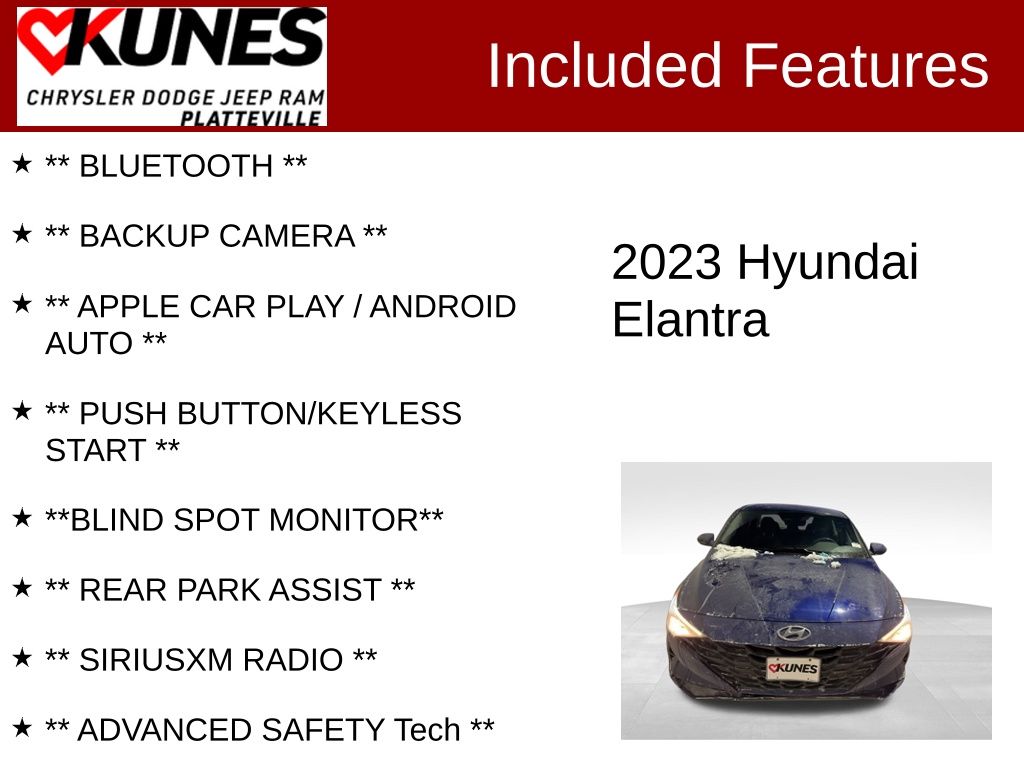 Used 2023 Hyundai Elantra SEL with VIN 5NPLM4AG3PH104189 for sale in Platteville, WI