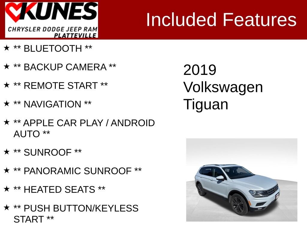 Used 2019 Volkswagen Tiguan 2.0T SEL 4motion SUV