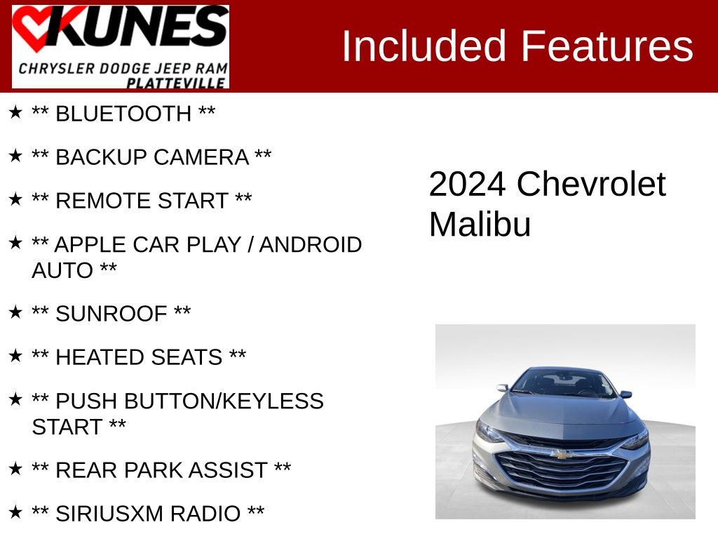 Used 2024 Chevrolet Malibu 1LT with VIN 1G1ZD5ST4RF106003 for sale in Platteville, WI
