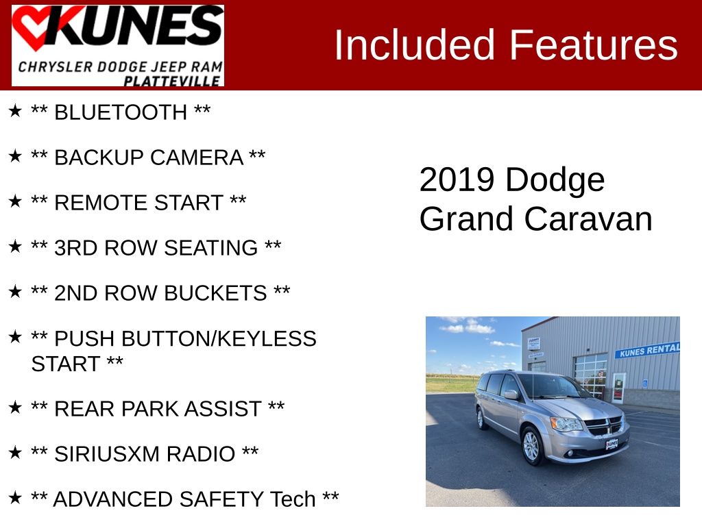 Used 2019 Dodge Grand Caravan SXT with VIN 2C4RDGCG2KR744513 for sale in Platteville, WI