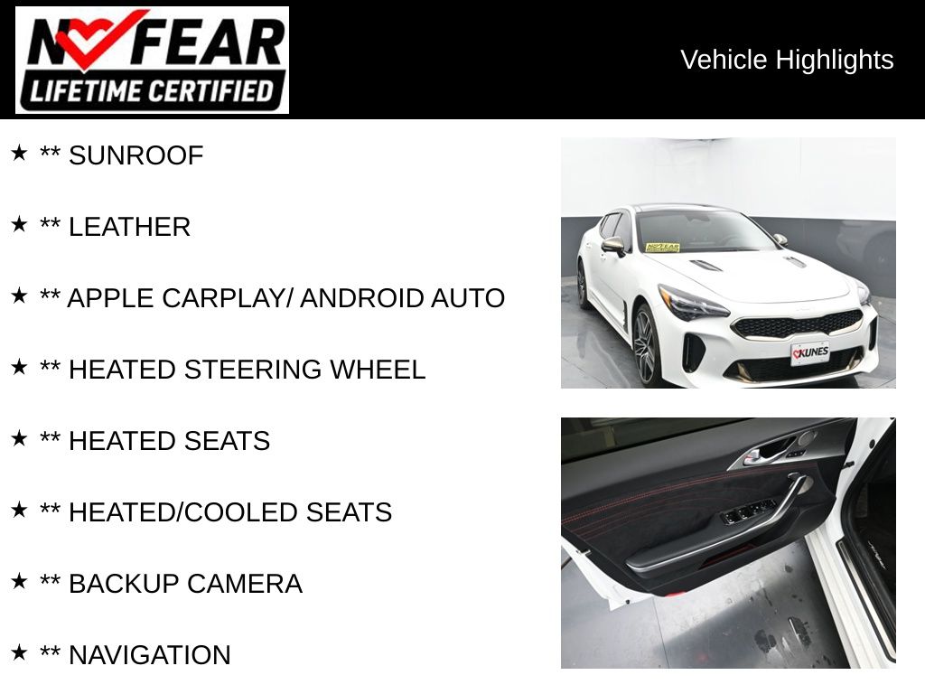 Certified 2023 Kia Stinger GT Elite with VIN KNAE55LC7P6129416 for sale in Delavan, WI
