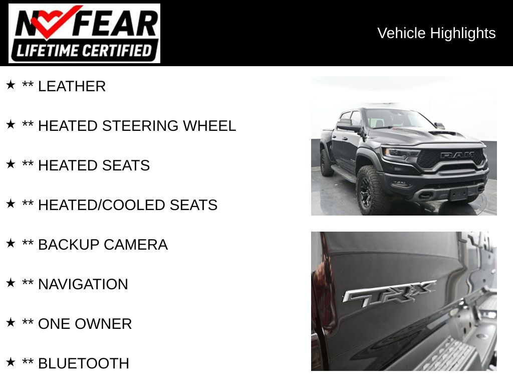 Certified 2021 RAM Ram 1500 Pickup TRX with VIN 1C6SRFU99MN705521 for sale in Delavan, WI