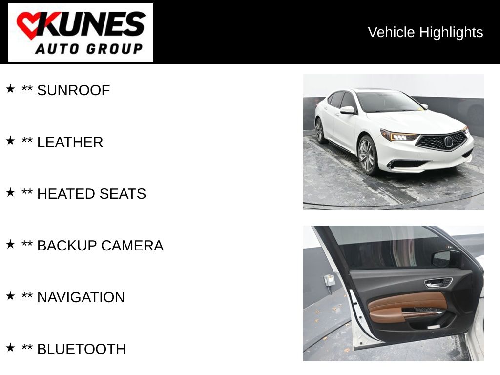 Used 2019 Acura TLX Technology Package with VIN 19UUB2F41KA008575 for sale in Delavan, WI