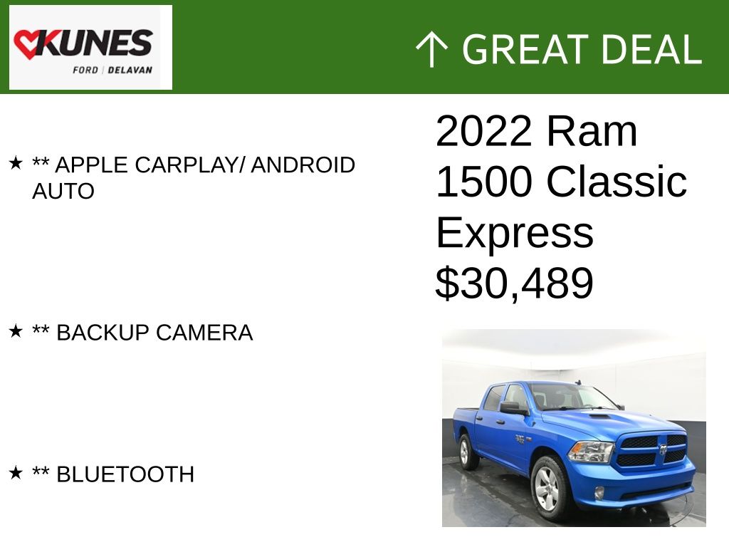 Certified 2022 RAM Ram 1500 Classic Express with VIN 3C6RR7KTXNG257478 for sale in Delavan, WI