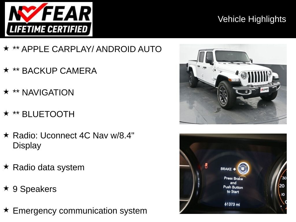 Certified 2023 Jeep Gladiator Overland Truck Crew Cab