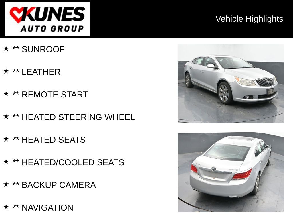 Used 2013 Buick LaCrosse Premium with VIN 1G4GG5E31DF129521 for sale in Delavan, WI