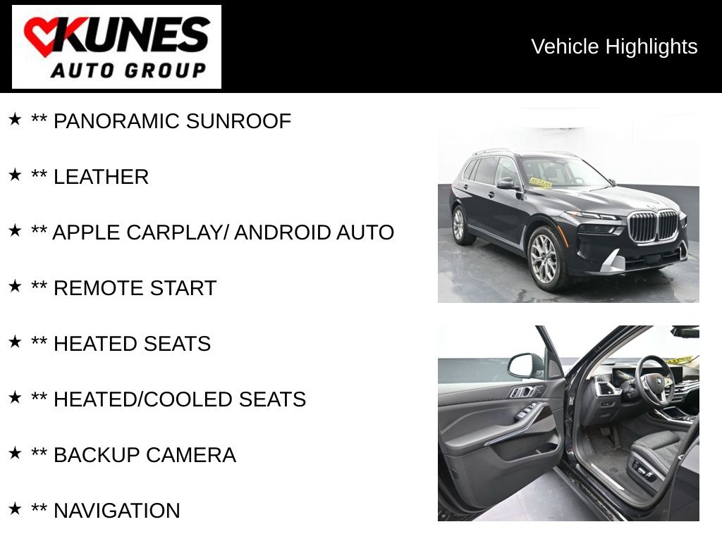 Certified 2025 BMW X7 40i with VIN 5UX23EM07S9X15880 for sale in Delavan, WI