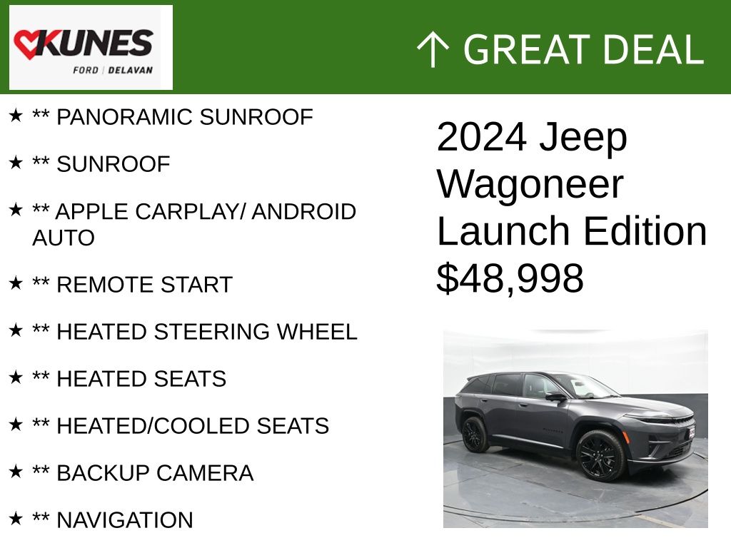 Used 2024 Jeep Wagoneer S Launch Edition with VIN 3C4RJNAK0RT178797 for sale in Delavan, WI
