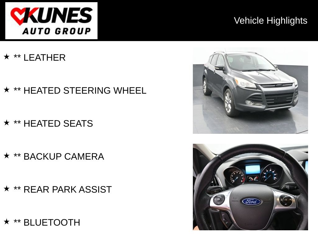Used 2015 Ford Escape Titanium with VIN 1FMCU9J91FUA69635 for sale in Delavan, WI