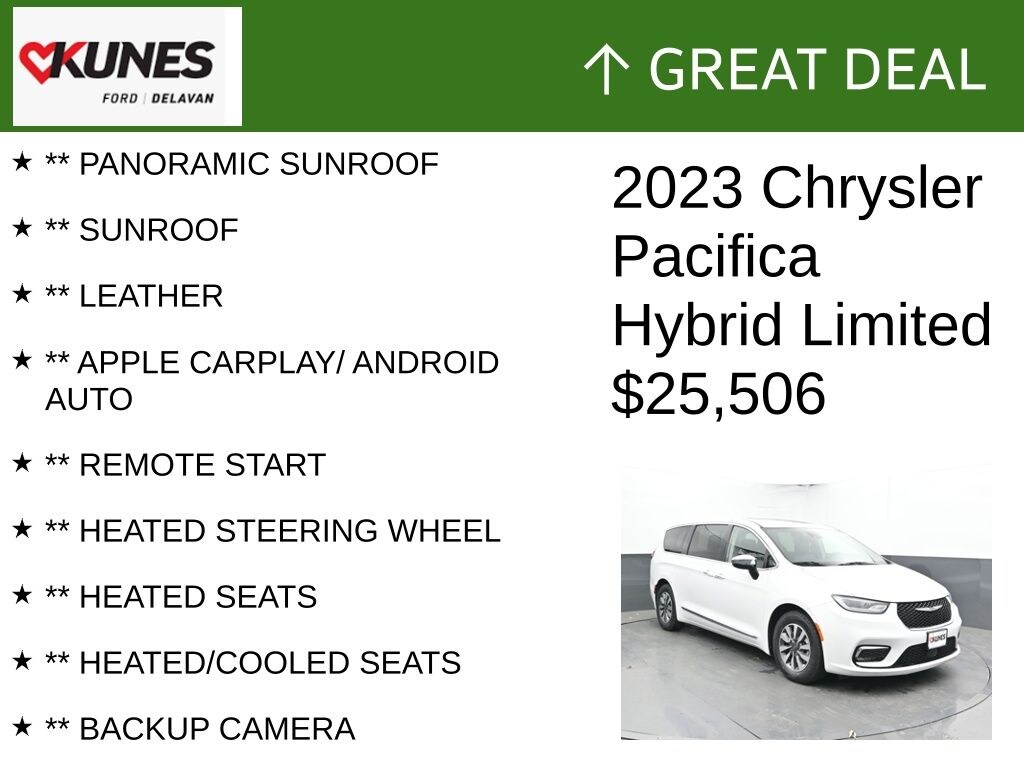 Certified 2023 Chrysler Pacifica Plug-In Hybrid Limited Van Passenger Van