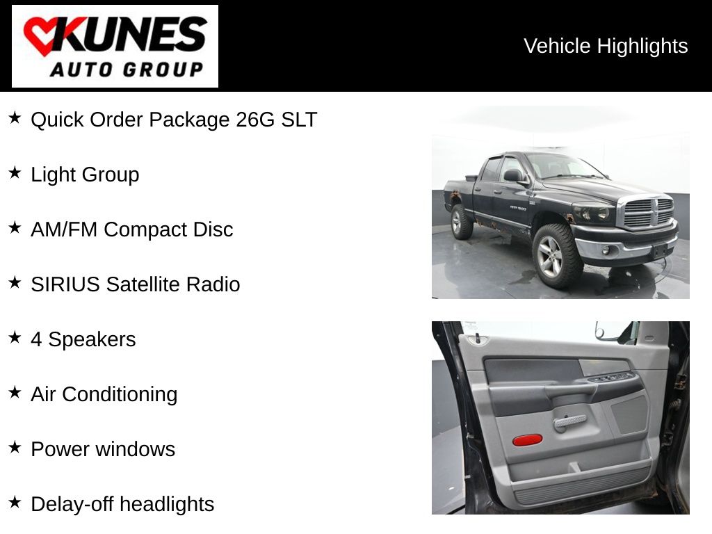 Used 2007 Dodge Ram 1500 Pickup SLT with VIN 1D7HU18247S120651 for sale in Delavan, WI