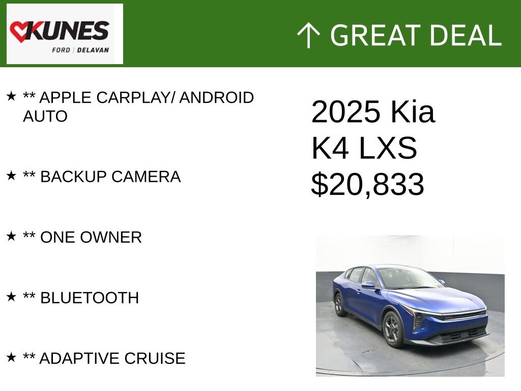 Certified 2025 Kia K4 LXS Sedan