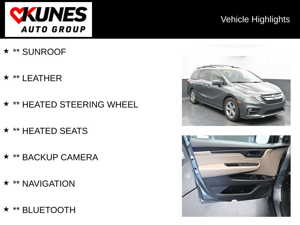 Used 2018 Honda Odyssey EX-L with VIN 5FNRL6H78JB060503 for sale in Delavan, WI