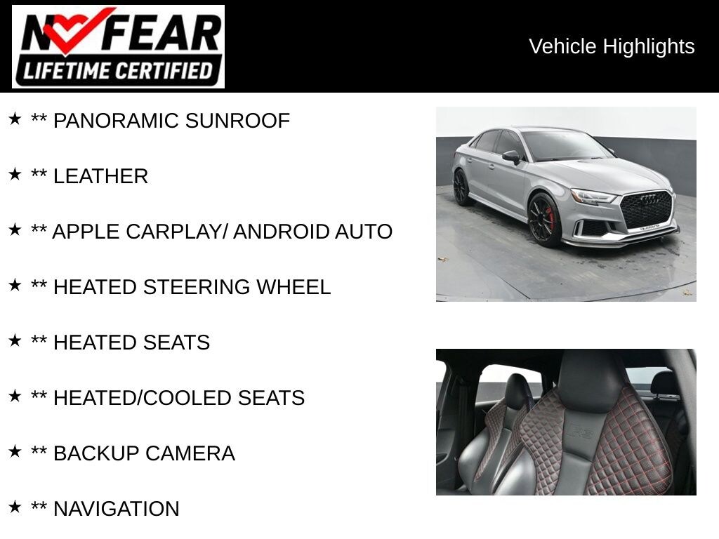 Certified 2018 Audi RS 3 2.5T Quattro Sedan