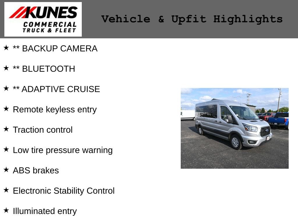 Certified 2024 Ford Transit-350 Passenger XLT 15-Passenger Seats Wagon Medium Roof Van