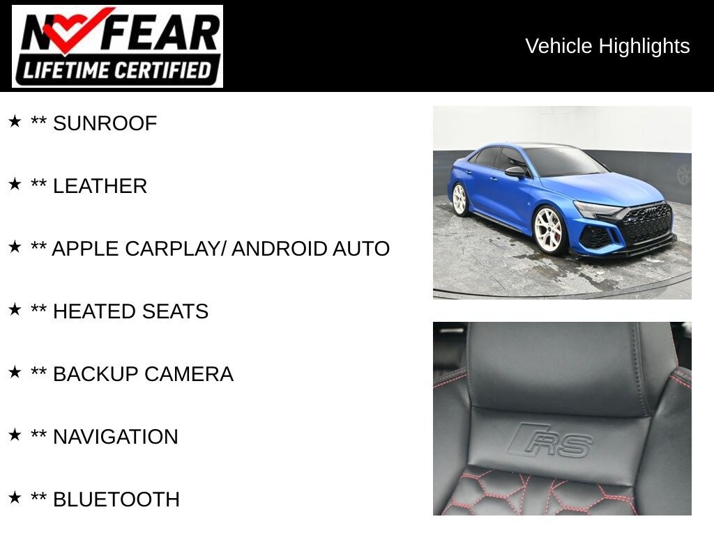 Certified 2024 Audi RS 3 2.5T Quattro Daza Motor Sedan