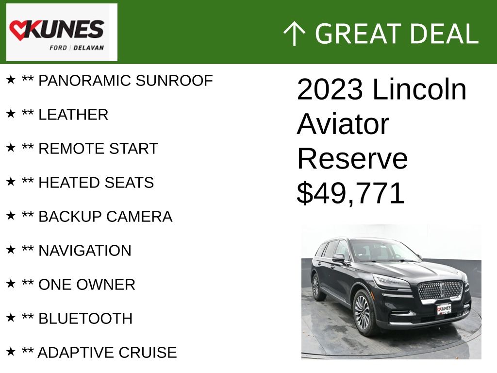 Certified 2023 Lincoln Aviator Reserve with VIN 5LM5J7XC5PGL21392 for sale in Delavan, WI