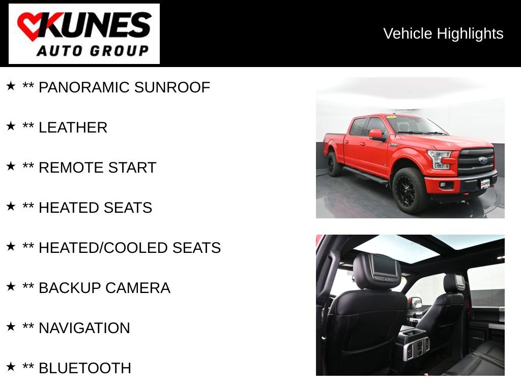 Used 2015 Ford F-150 Lariat with VIN 1FTFW1EF3FFA11429 for sale in Delavan, WI