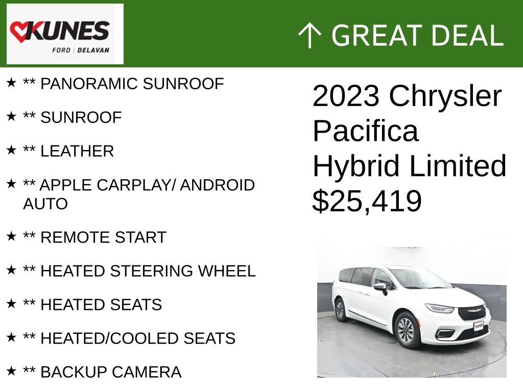 Certified 2023 Chrysler Pacifica Plug-In Hybrid Limited Van Passenger Van
