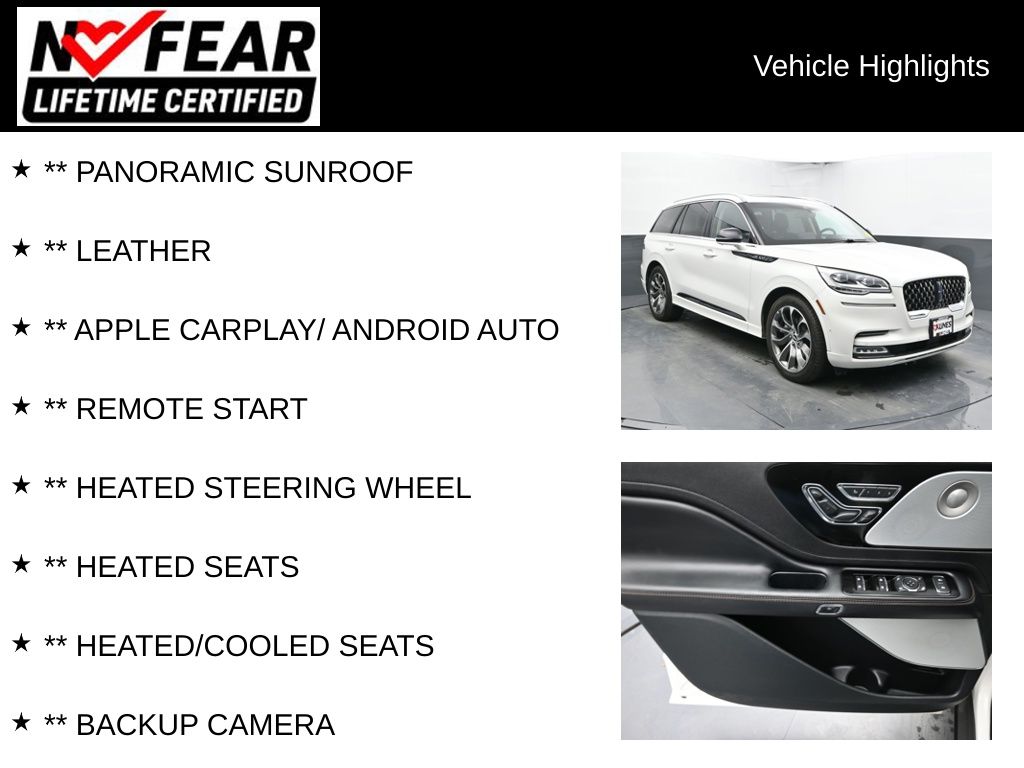 Certified 2021 Lincoln Aviator Grand Touring with VIN 5LMYJ8XY3MNL01633 for sale in Delavan, WI