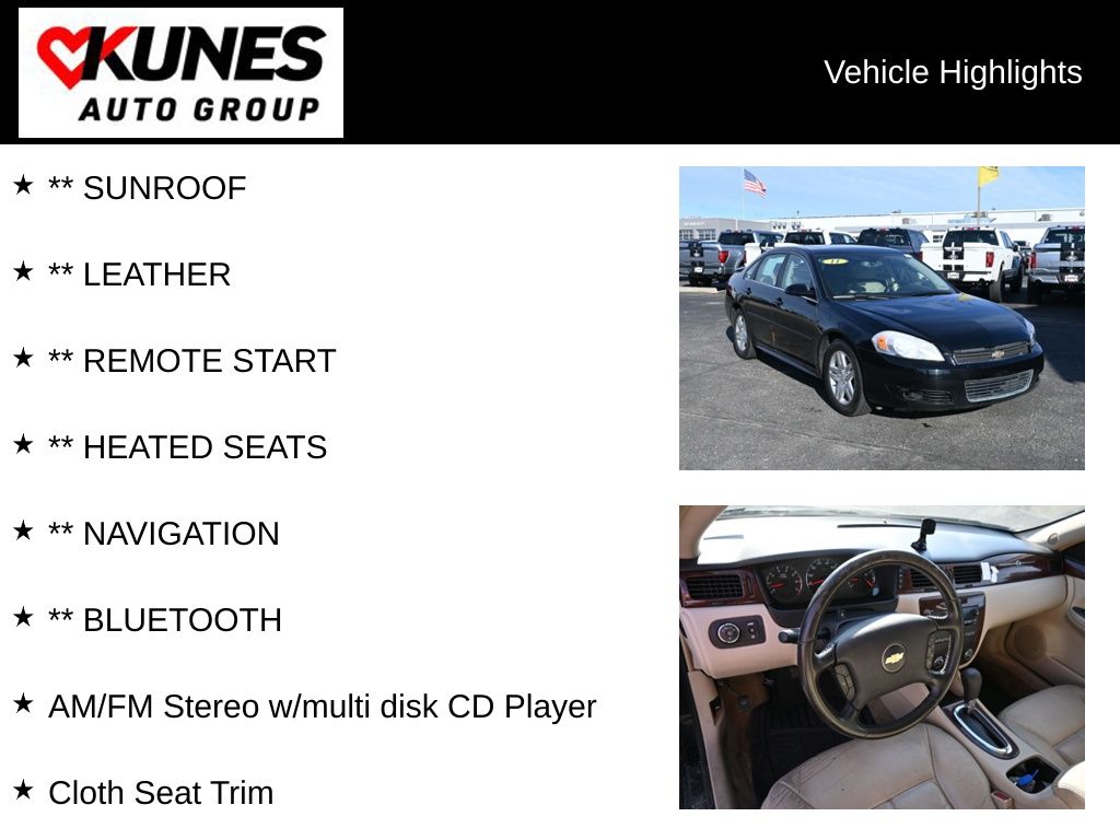 Used 2011 Chevrolet Impala 2FL with VIN 2G1WG5EK2B1319221 for sale in Delavan, WI