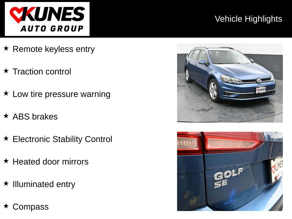 Used 2018 Volkswagen Golf SportWagen SE with VIN 3VWD17AU0JM751863 for sale in Delavan, WI