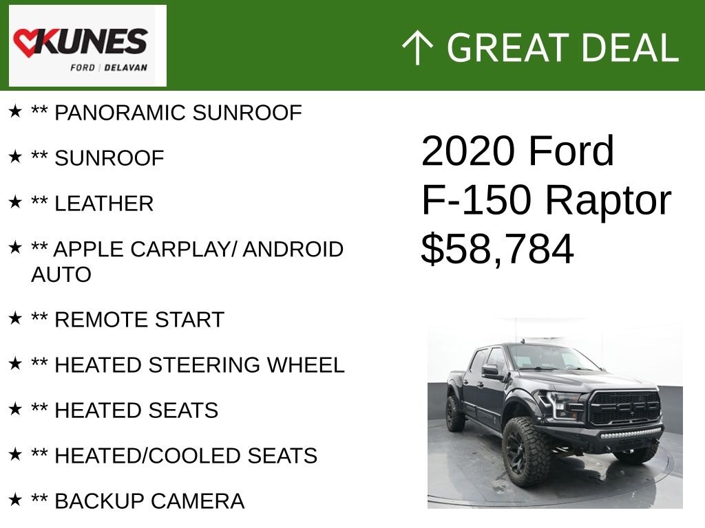 Certified 2020 Ford F-150 Raptor Truck SuperCrew Cab