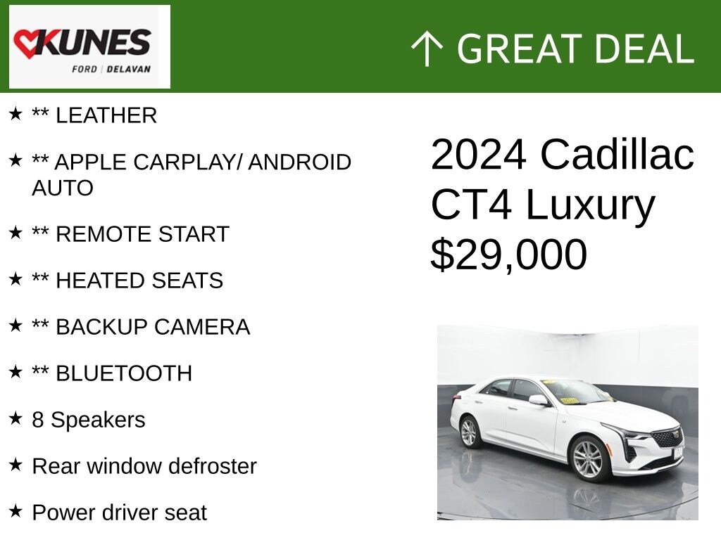 Certified 2024 CADILLAC CT4 Luxury Sedan