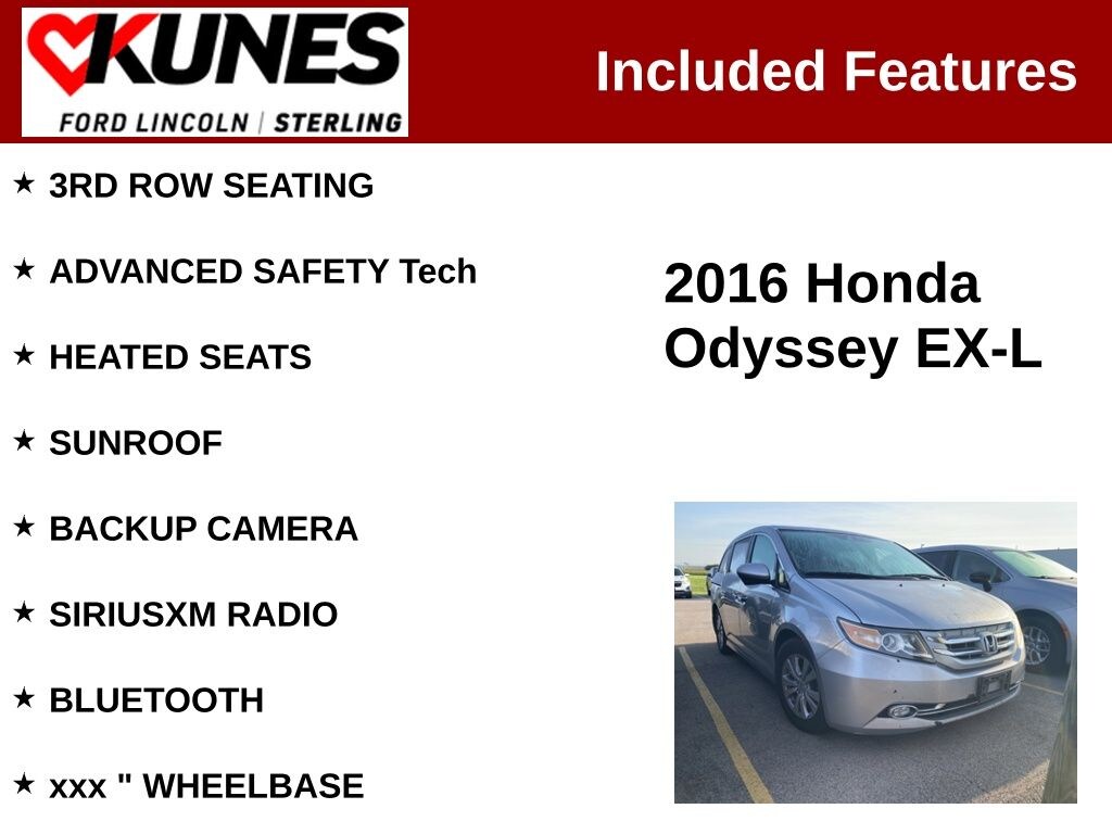 Used 2016 Honda Odyssey EX-L Van Passenger Van