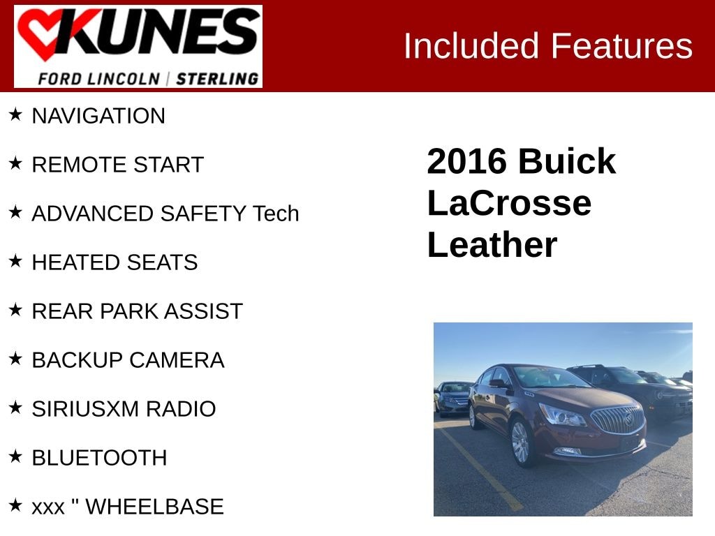 Used 2016 Buick LaCrosse Leather Sedan