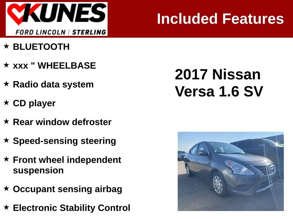 Used 2017 Nissan Versa 1.6 SV Sedan