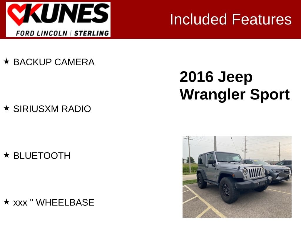 Certified 2016 Jeep Wrangler JK Sport 4x4 SUV