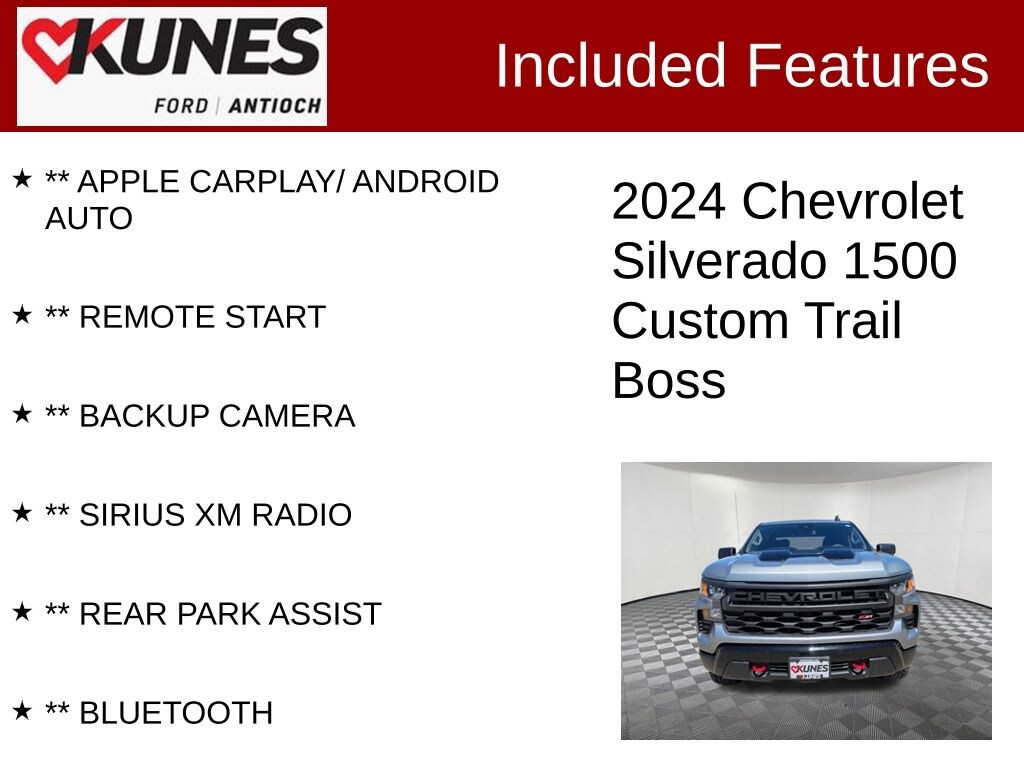 Used 2024 Chevrolet Silverado 1500 Custom Trail Boss Truck Crew Cab