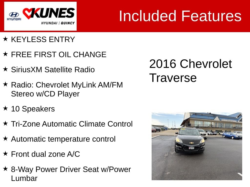 Used 2016 Chevrolet Traverse LT w/2LT SUV