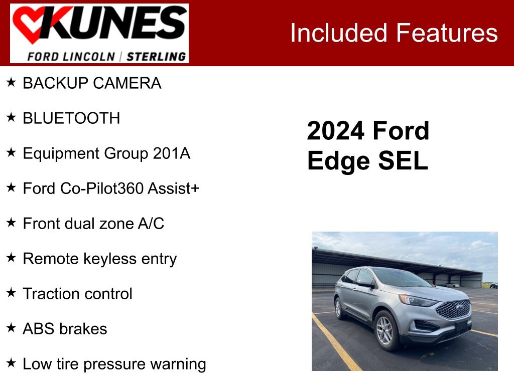 Certified 2024 Ford Edge SEL with VIN 2FMPK4J93RBA52551 for sale in Sterling, IL