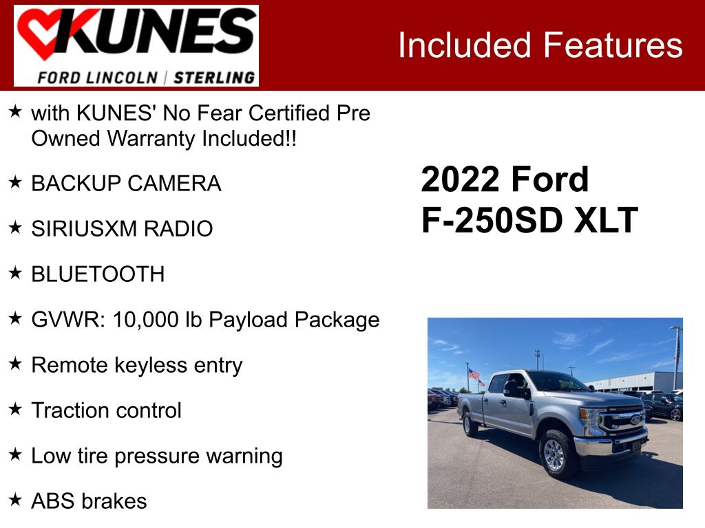 Certified 2022 Ford F-250 Super Duty XLT with VIN 1FT7W2B64NEF67185 for sale in Sterling, IL