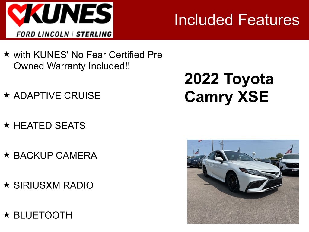 Used 2022 Toyota Camry XSE with VIN 4T1K61AK0NU030754 for sale in Sterling, IL