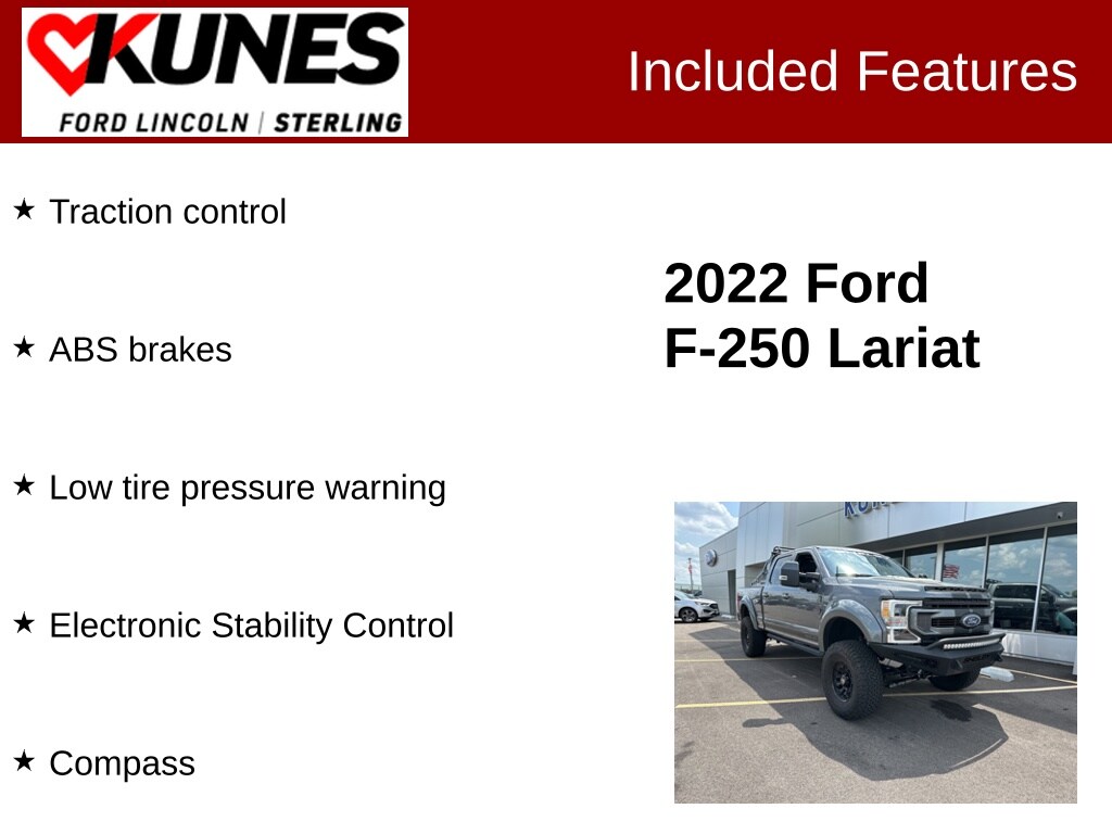 Used 2022 Ford F-250 Super Duty Lariat with VIN 1FT7W2BN0NEC20203 for sale in Sterling, IL