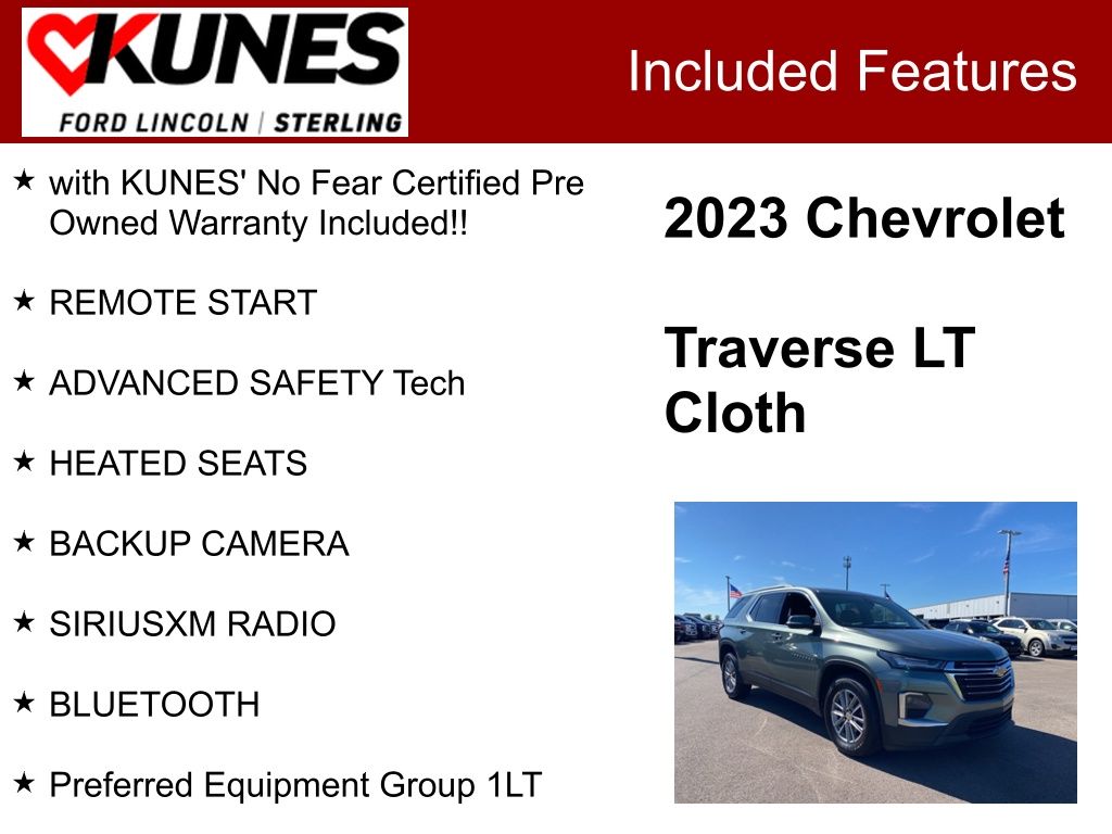 Used 2023 Chevrolet Traverse 1LT with VIN 1GNEVGKW8PJ130332 for sale in Sterling, IL