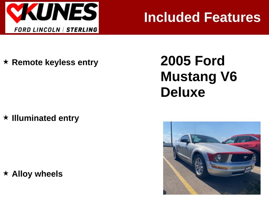 Used 2005 Ford Mustang Deluxe with VIN 1ZVFT80N555116877 for sale in Sterling, IL